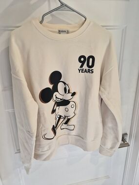 Disney 90 Years Cream Mickey Graphic Sweatshirt